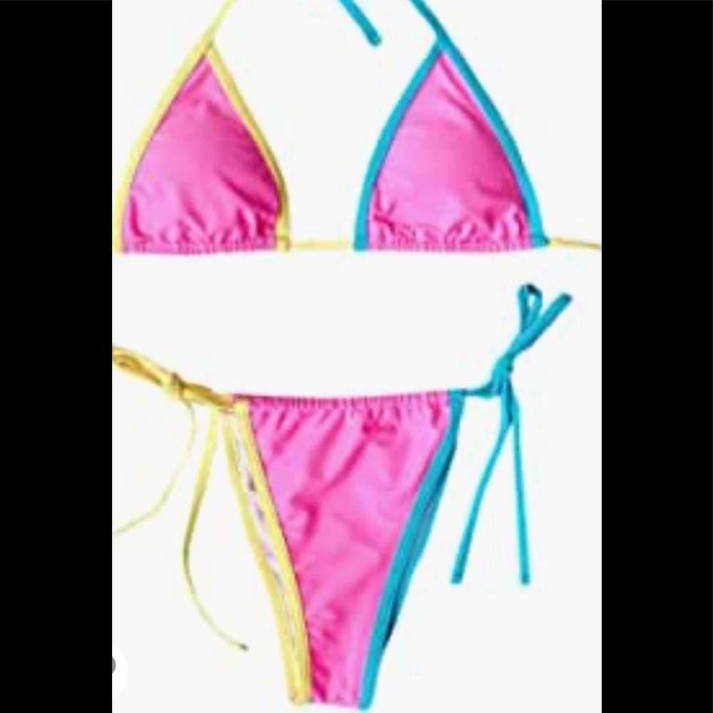 Brazilian style Women's Color Block Halter Tr - Picture 6 of 8